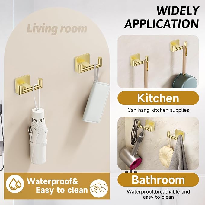 Brushed Gold Towel Bar Set, 5 Pieces Double Dase Toilet Paper Holder Bathroom Hardware Set, 23.6 Inch Stainless Steel Towel Racks for Bathroom Wall Mounted