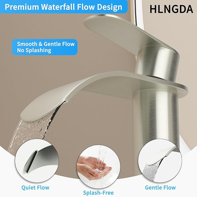 Vessel Sink Faucet,1 Hole Single Handle Tall Bathroom Vanity Faucets,Faucet for Bathroom Sink Modern Utility with Metal Pop Up Drain,Rv Lavatory Faucet Basin Mix Tap Solid Brass,Brushed Nickel