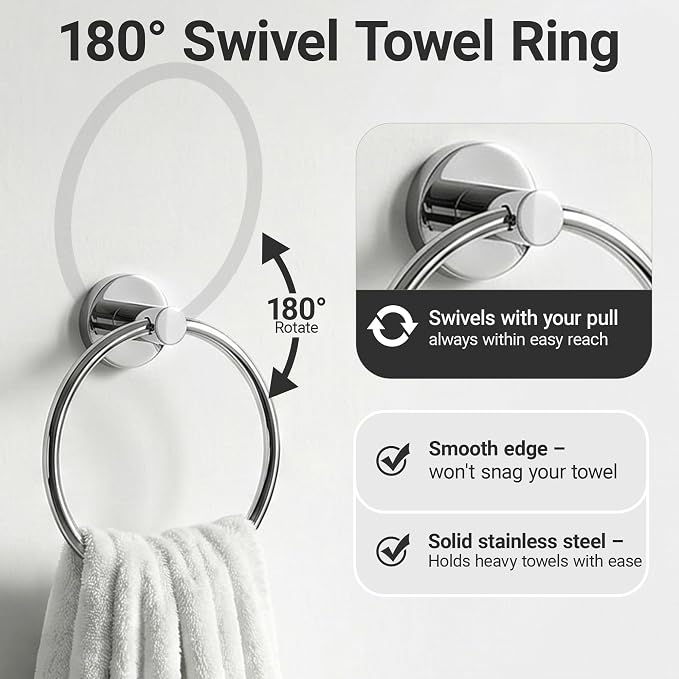 24-Inch Wall Mounted Towel Racks for Bathroom, 4-Piece Towel Bar Set | Rust-Resistant SUS 304 Stainless Steel, 4-Piece Towel Bar Set, sturdy wall mount, space-saving humid bath towel storage rack