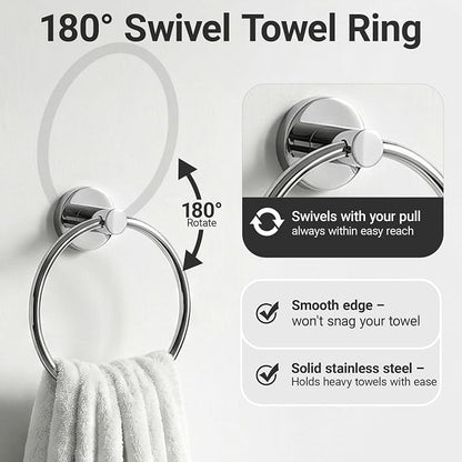 24-Inch Wall Mounted Towel Racks for Bathroom, 4-Piece Towel Bar Set | Rust-Resistant SUS 304 Stainless Steel, 4-Piece Towel Bar Set, sturdy wall mount, space-saving humid bath towel storage rack