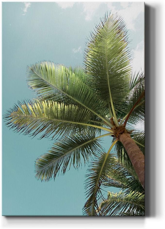 Renditions Gallery Nature Canvas Wall Art Paintings for Wall Decoration Palm Tree Sunlight Sky View Wall Hanging Tropical Artwork Prints for Bedroom Living Room Office Kitchen - 24"x36" LT02