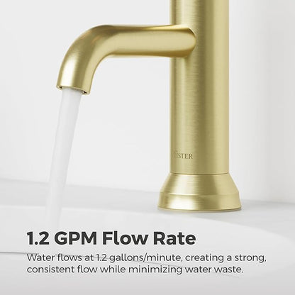 Pfister Capistrano Bathroom Sink Faucet, Single Control, 1-Handle, Single Hole, NSF Certified, Brushed Gold Finish, LF042CSOBG