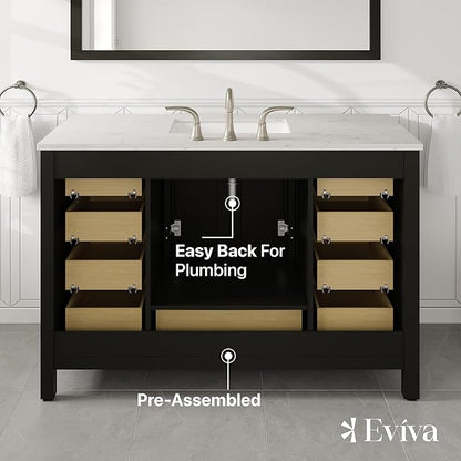 Eviva Aberdeen 48 in. Espresso Single Sink Bath Vanity with Carrara Quartz Top and Undermount Porcelain Sink