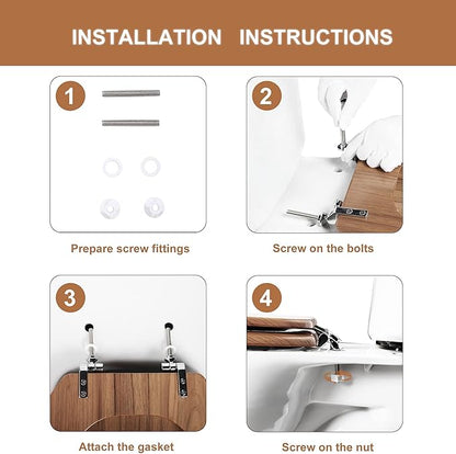 Round Toilet Seat Molded Wood Toilet Seat with Zinc Alloy Hinges, Easy to Install also Easy to Clean, Anti-pinch Wooden Toilet Seat by Angol Shiold (Round, Natural)