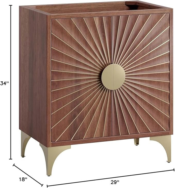 Modway Daylight Bathroom Vanity Cabinet-Sink Basin Not Included, 30 Inch, Walnut