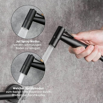 Handheld Bidet Sprayer for Toilet, Stainless Steel Bidet Head for Cloth Diaper, Pet Shower, Personal Hygiene Cleaning, G1/2 Hose Connectors (Black)