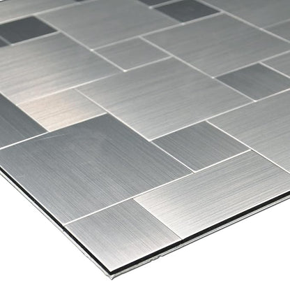 Art3d Metal Peel and Stick Backsplash Tile, 10-Pack, Brushed Silver | Stainless Steel, Self Adhesive, Waterproof, Durable, Seamless Splicing, Ideal for Kitchens, Bathrooms