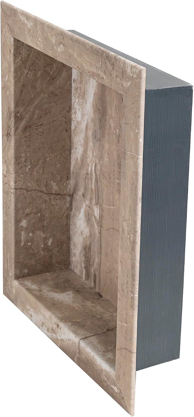 Palisade 17.5 in x 15.5 in Vinyl Shower Niche Venetian Marble | Waterproof Shower Insert