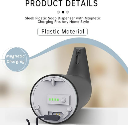 Automatic Liquid Soap Dispenser, 4-Level,Rechargeable | Plastic,13.5oz/400ml Black Touchless Electric Hand & Dish Countertop Soap Dispensers with Sensor for Bathroom,Kitchen Sink