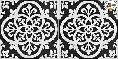 FloorPops FP2475 Gothic Peel & Stick Floor Tiles, Black (Pack of 2)