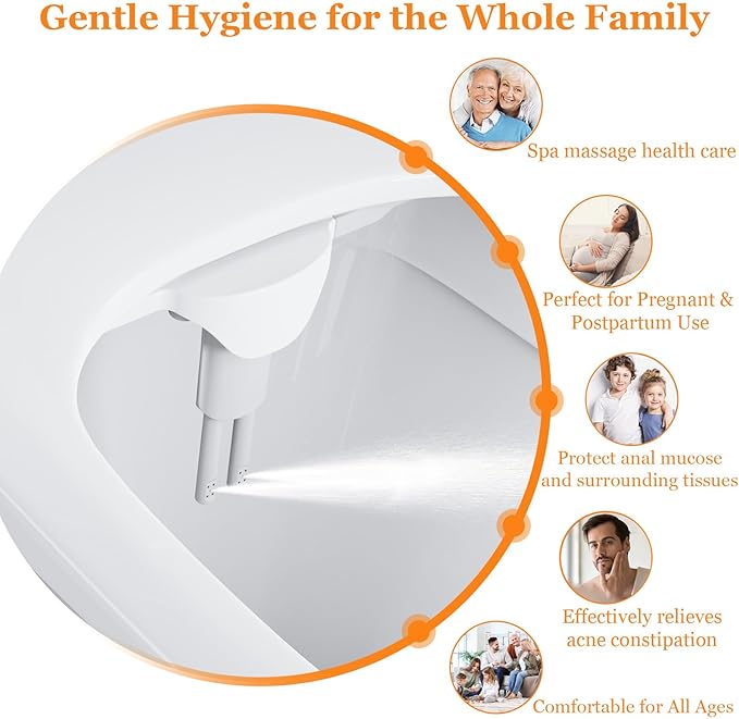 Bidet Attachment for Toilet - A Non-Electric Self Cleaning Water Sprayer with Adjustable Water Pressure, Ultra-Slim Bidet Attachment, Rear and Feminine Wash, Angle Control & Easy Home Installation