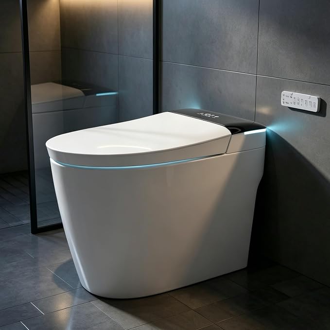 TOTTE Smart Toilet with Bidet, Hands-Free with Auto Open/Close Lid & Self-Cleaning Bowl, Adaptive Warm Water Wash & Heated Seat, Built-in Aroma, One-Piece Elongated Design