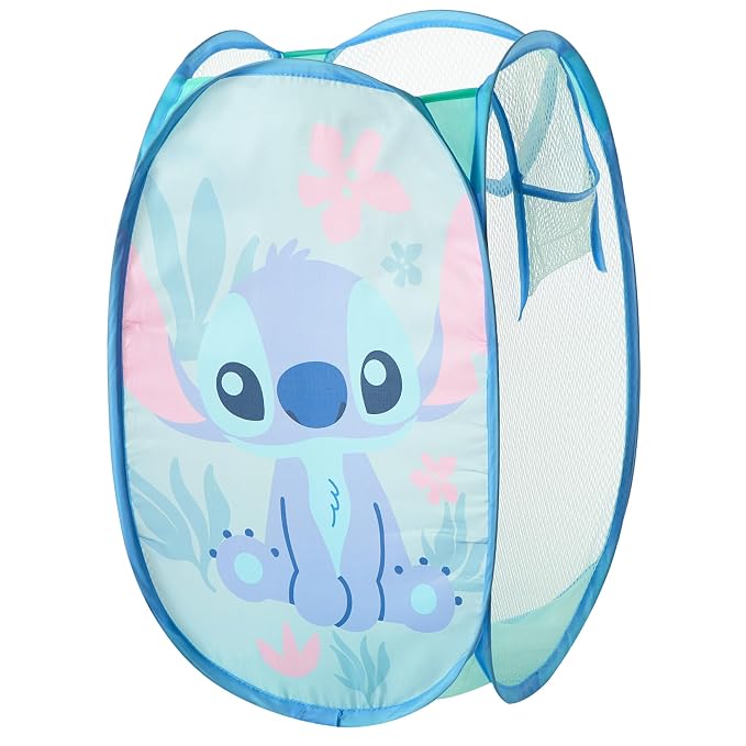Disney Stitch Pop Up Hamper – Collapsible Laundry Basket with Durable Carry Handles – 21'' x 13.5'' – Lightweight Storage Bin for Kids, Nursery, Bedroom & Toys