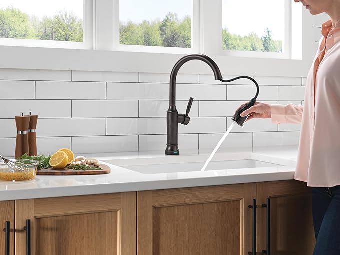 Delta Faucet Renaldi Touchless Kitchen Faucet with Touch Technology, Oil Rubbed Bronze Kitchen Sink Faucet, Delta ProClean Kitchen Faucet, Pull Down Kitchen Faucet, Venetian Bronze 9184TL-RB-DST