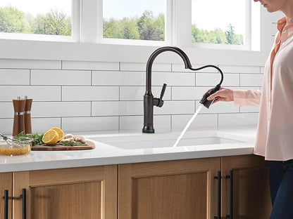 Delta Faucet Renaldi Touchless Kitchen Faucet with Touch Technology, Oil Rubbed Bronze Kitchen Sink Faucet, Delta ProClean Kitchen Faucet, Pull Down Kitchen Faucet, Venetian Bronze 9184TL-RB-DST