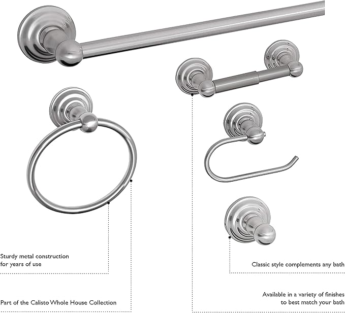 Design House 188631 Calisto 4-Piece Bathroom Hardware Accessory Set Satin Nickel