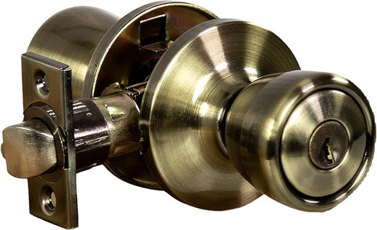 Design House 728345 Terrace 6-Way Universal Keyed Entry Door Knob Antique Brass