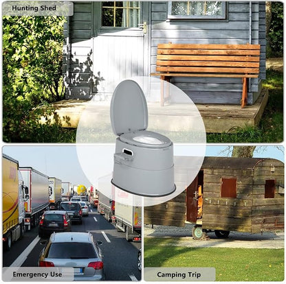 VINGLI Portable Detachable Camping Toilet | Splash-Proof Commode with Odor-Seal Lid | Compact Sanitation Solution for RV, Emergency, Outdoor Use, Grey