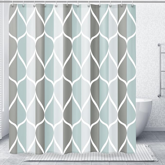 Gelbchu Grey Blend Geometric Shower Curtain for Bathroom, 72x84 Inch | with Hooks, Premium Polyester, Quick Dry, Water Repellent, Machine Washable, Rustproof Grommets, Modern Minimalist
