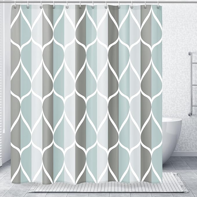Gelbchu Grey Blend Geometric Shower Curtain for Bathroom, 60x72 Inch | with Hooks, Premium Polyester, Quick Dry, Water Repellent, Machine Washable, Rustproof Grommets, Modern Minimalist