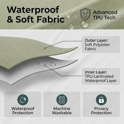 Waterproof Fabric Shower Curtain Liner, TPU Coated, PEVA-Free & Odorless, Hotel Quality, 3 Magnets, Rust-Proof Metal Grommets, Machine Washable, Sage Green, 72x72 Inch