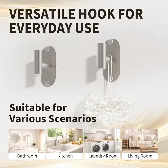 5-Piece Bathroom Hardware Set, Adhesive or Drill Wall Mount, Nickel | Adjustable Towel Bar, Toilet Paper Holder, Towel Ring, 2 Towel Hook, 304 Stainless Steel Bathroom Accessories Set