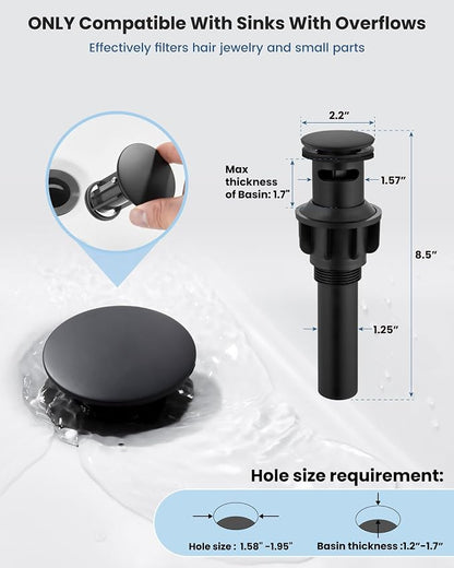 Airuida 4 Inch Centerset Matte Black Bathroom Sink Faucet | 2 Handle,with Pop Up Drain,Sink Faucet Bathroom