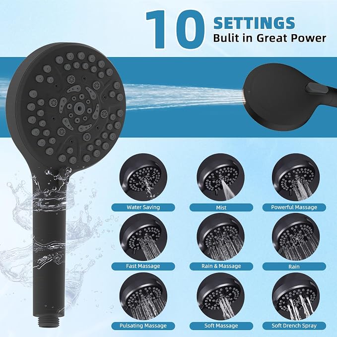 10" Metal Filtered Shower Head with 10-Mode Handheld, Oil Rubbed Bronze | NSF/ANSI/CAN 372 Certified, High Pressure Showerhead Combo, 20 Stage Shower Filter, 11" Shower Arm, 71" Hose, Shower Holder