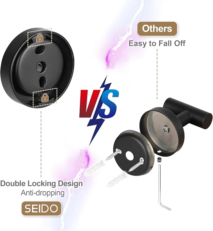 SEIDO 9 Inch Matte Black Towel Bar, 304 Stainless Steel Hand Towel Holder for Bathroom Wall, One-Piece Single Towel Rod Rack with 6.7" Hanging Length, No Assembly Required