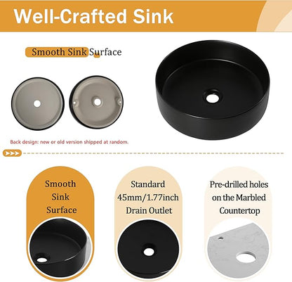 Malwee 24" Floating Bathroom Vanity with Sink, 24 Inch Wall Mounted Bathroom Cabinet Combo, Modern Single Sink Bath Storage Vanity Set, with 1 Soft Close Door and Ceramic Vessel Basin Top(24-CC