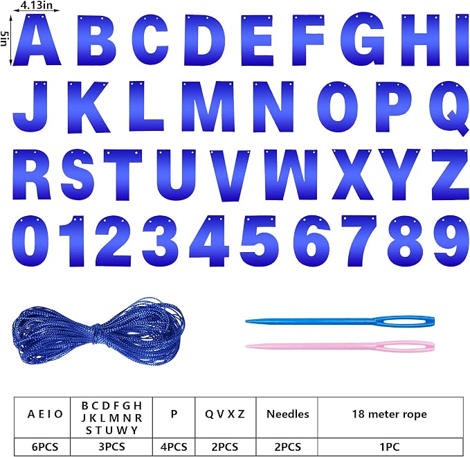 DIY Banner Kit with Letters Bright Blue Customizable Birthday Banners Graduation Banner Custom Party Hanging Banners for Graduation Wedding Party Baby Shower Decoration (Bright Blue)