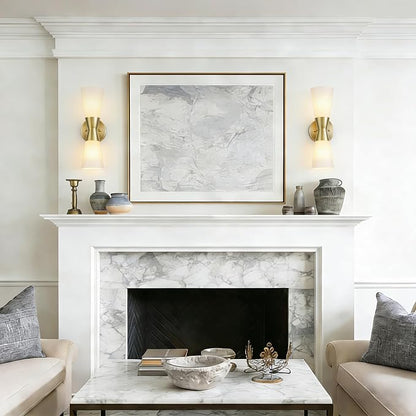 Bathroom Wall Sconce, Modern Indoor Vanity Light Fixtures 15", Up Down Lighting, Wall Mount Lamp for Living Room Bedroom Hallway Stairway Fireplace Mirror E26 Base 1PC White&Gold