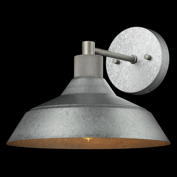 GLOBE Electric 44840 Sutton Outdoor/Indoor Wall Sconce, Galvanized Metal, Textured Socket Detail, Bulb Not Included