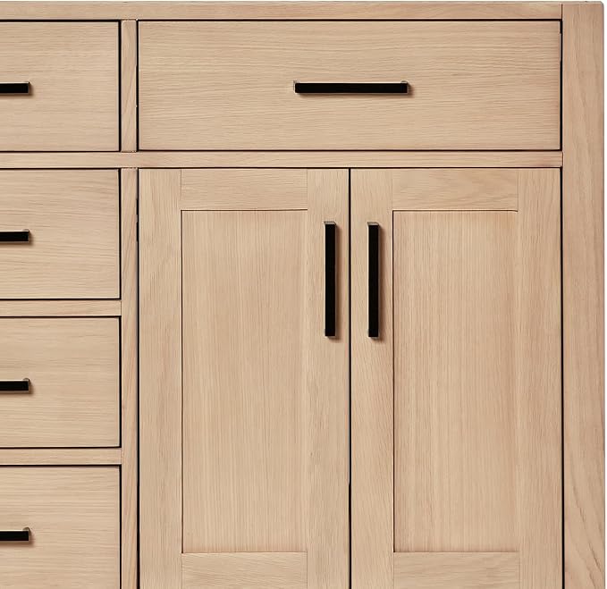 ARIEL Hepburn 60-inch Bathroom Vanity with Sink,Solid Wood, 1.5-inch Pure White Quartz Countertop, Double Rectangular Porcelain Sink, 4 Soft Closing Doors, 6 Dovetail Drawers, White Oak