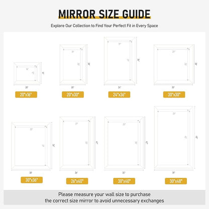 CULER White Wall Mirror for Bathroom,Rectangle 30 x 30 inch Vanity Mirrors | Hanging Square Rustic Mirror for Living Room,Bedroom,Entryway