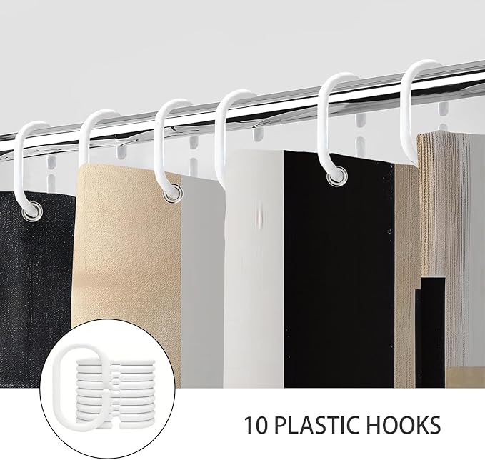 Black and Gold Abstract Shower Curtain Set, Modern Art Aesthetic Oil Painting Shower Curtain, Boho Neutral Artistic Fabric Waterproof Bathroom Curtains with 12PCS Hooks 60X72IN Brown Beige