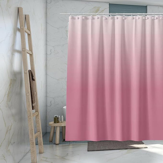 Gradient Pink Shower Curtain Liner, 4G PEVA Shower Liner, Plastic Waterproof Shower Curtains, 72x72 inch with Grommet Holes 3 Magnetic Weights