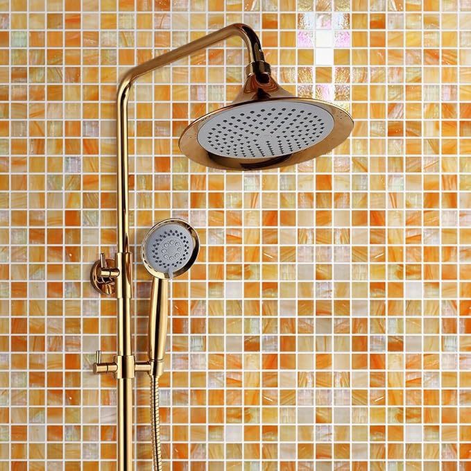 5.75 Sq.Ft Iridescent Orange Glass Mosaic Tile for Bathroom, Backsplash | Waterproof Wall & Floor Tile. Heat & frost resistant outdoors, Swimming Pool, Fireplace, Restaurants, Hotels, Laundry, 10pcs.