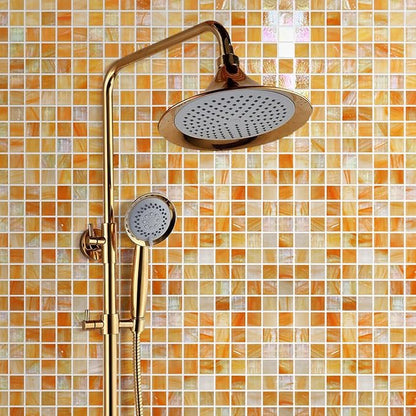 5.75 Sq.Ft Iridescent Orange Glass Mosaic Tile for Bathroom, Backsplash | Waterproof Wall & Floor Tile. Heat & frost resistant outdoors, Swimming Pool, Fireplace, Restaurants, Hotels, Laundry, 10pcs.