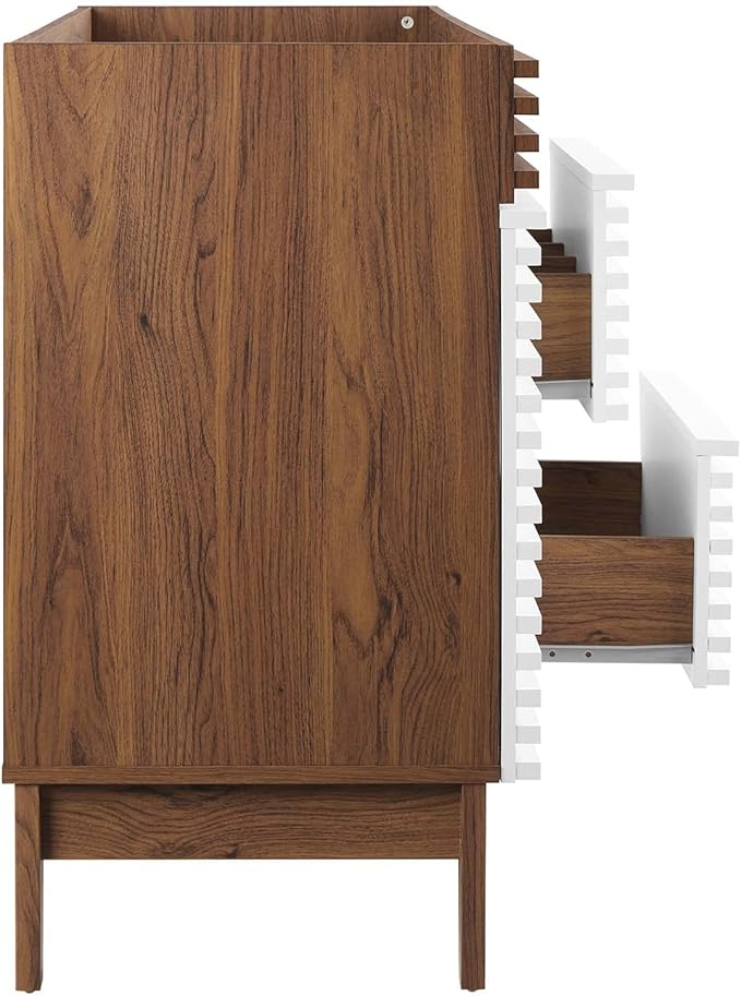 Modway Render 48" Single Sink Compatible (Not Included) Bathroom Vanity Cabinet in White Walnut