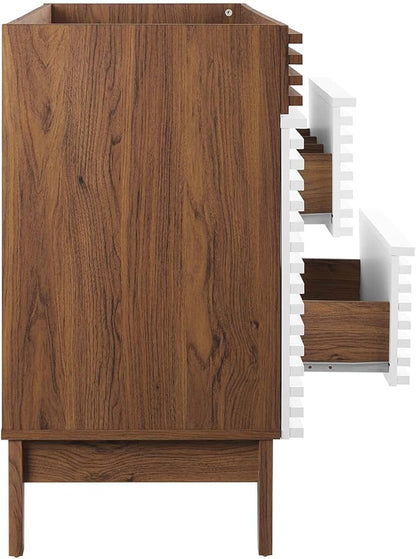 Modway Render 48" Single Sink Compatible (Not Included) Bathroom Vanity Cabinet in White Walnut