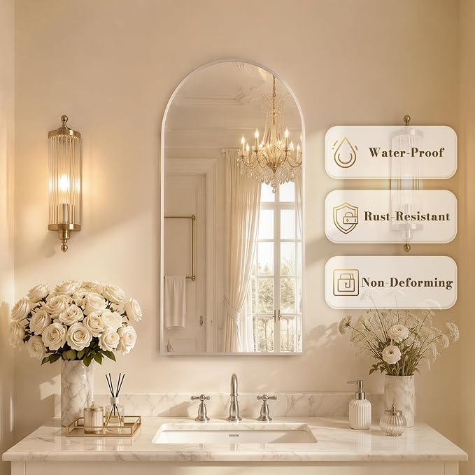 FKWin Medicine Cabinet Mirror, Wall-Mounted Mirror Cabinet, 16x32 Inch | Medicine Cabinets for Bathroom, Easy Install, Adjustable Shelves, Reversible Door, Bathroom Upgrade, Silver Metal Frame