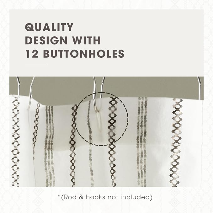 INK+IVY Imani Tufted Chenille 100% Cotton Shower Curtains Machine Washable, Modern Home Bathroom Décor Bathtub Privacy Screen, 72" x 72", Ivory | Machine Washable, Boho Tufted Chenille Modern Home Bathroom Decor, Bathtub Privacy Screen, OEKO-TEX Certified