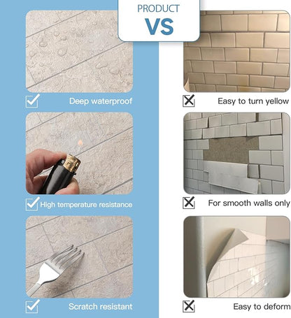 2026 New Upgrade Peel and Stick Backsplash Tile, Peel and Stick 11.34" X 11.57" Wall Tile for Kitchen, Bathroom, Fireplace, Laundry (Beige Stone Rocks, 20 Packs)