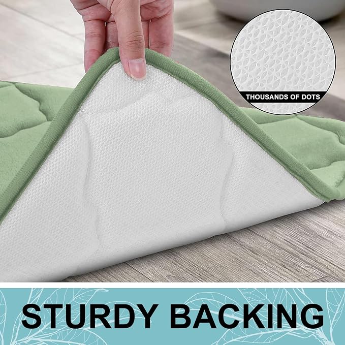 OLANLY Memory Foam Bath Mat Rug 59x24, Ultra Soft and Absorbent Bathroom Rugs, Non-Slip, Comfortable, Machine Washable Bath Carpet for Bathroom Floor, Tub Shower and Home Decor Accessories, Sage Green