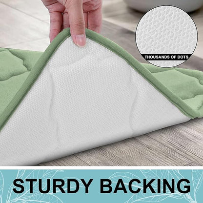 OLANLY Memory Foam Bath Mat Rug 59x24, Ultra Soft and Absorbent Bathroom Rugs, Non-Slip, Comfortable, Machine Washable Bath Carpet for Bathroom Floor, Tub Shower and Home Decor Accessories, Sage Green