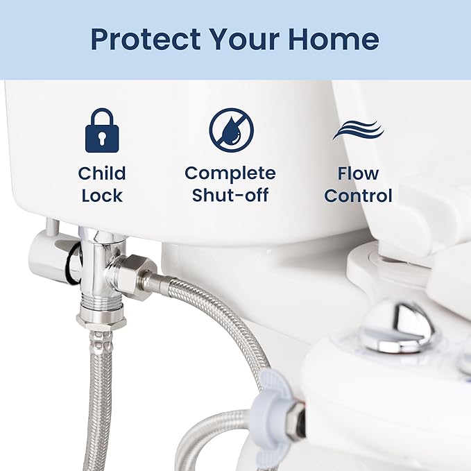 LUXE Bidet 7/8" x 7/8" x 1/2" Shut-Off Valve T-Adapter for Bidets, Only Compatible with NEO Series Bidet Attachments (Original Lever, Chrome Finish)