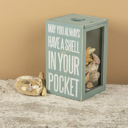 Primitives by Kathy Seashell Holder - Coastal Decor, Glass Display, Treasure Chest, Room and Bedroom Decor