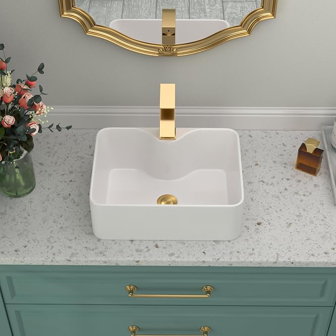 Bathroom Vessel Sink | Beslend 16"x12" Regular White Modern Ceramic Porcelain Above Counter Bathroom Sink Art Basin With Single Hole