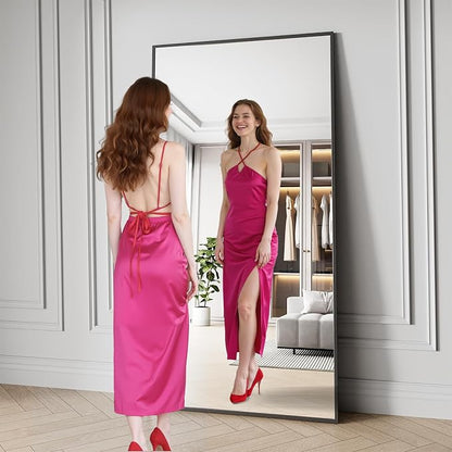 Koonmi Bathroom Mirror 36x71 Matte Black Bathroom Wall-Mounted Mirrors, Modern Rectangle Vanity Mirror, HD Tempered Glass, Aluminum Alloy Frame Allow to Hang Horizontally or Vertically